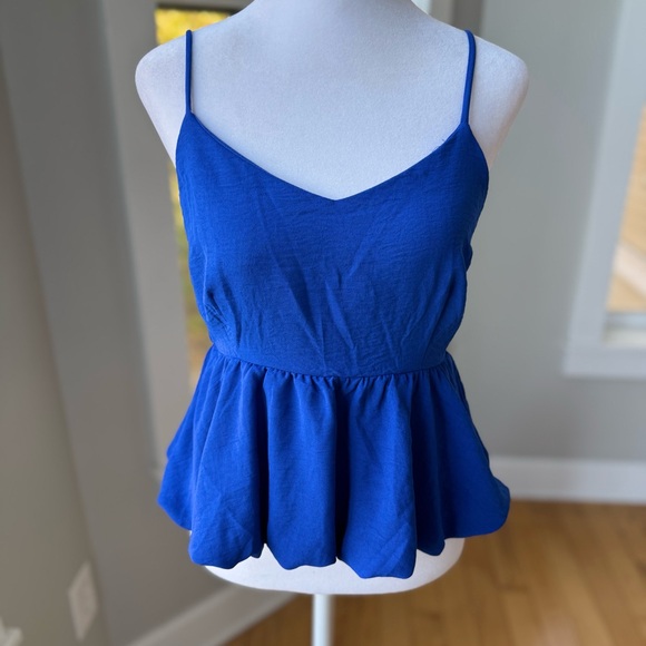 Monteau Cobalt Blue Peplum Cami Tank Top Size Medium - Picture 8 of 9
